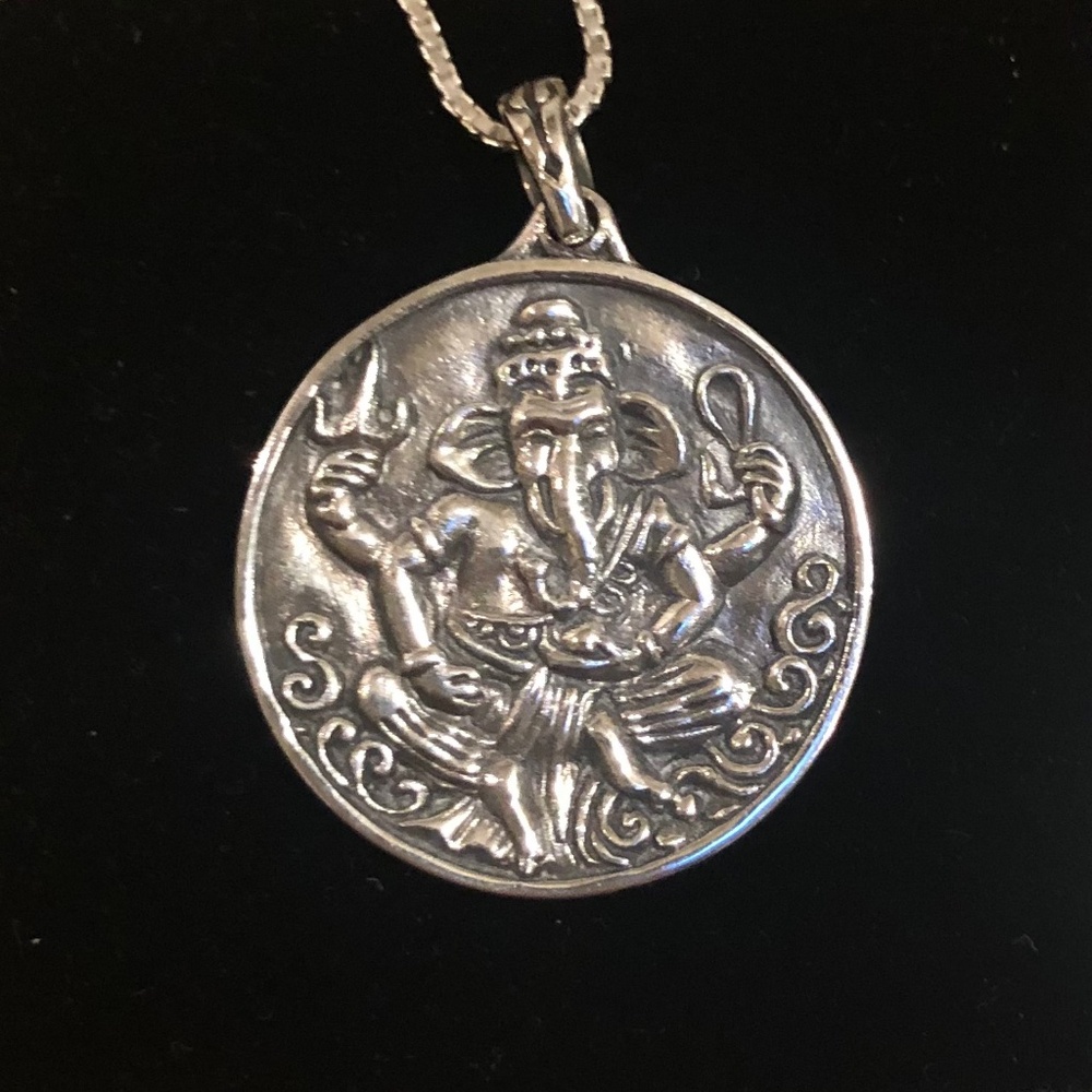 Handmade Sterling Silver Reversible Ganesha/OM Necklace
